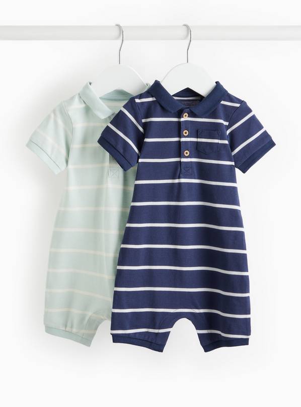 Blue Stripe Polo Romper 2 Pack 18-24 months